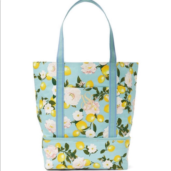 Victoria's Secret Handbags - New! Victoria’s Secret Beach Tote With Zippered Insulated Cooler Lemon Design